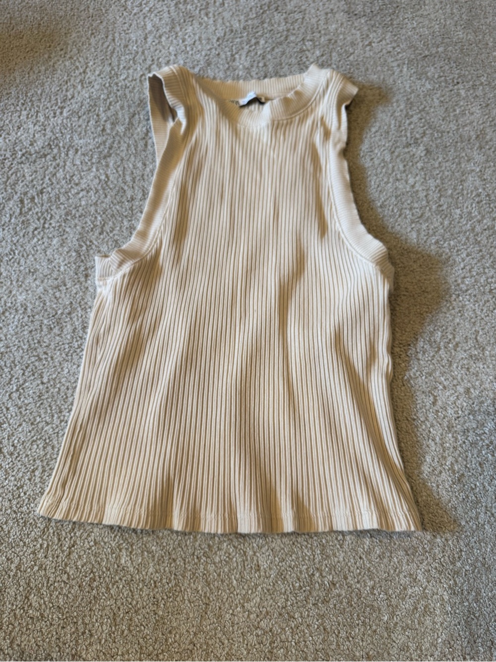 Zara women’s ribbed sweater knit beige tank
